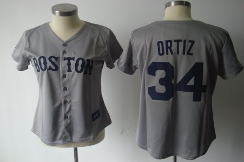women Baseball Jerseys boston red sox #34 ortiz grey