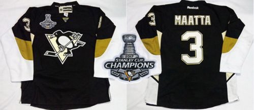 Men Pittsburgh Penguins #3 Olli Maatta Black Home 2017 Stanley Cup Finals Champions Stitched NHL Jersey