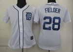 women mlb jerseys detroit tigers #28 fielder white[blue number]