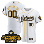 Houston Astros 2022 Champions White Flex Bas Stitched Jerseys ASTROS Letter Gold