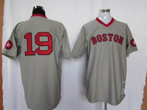 Baseball Jerseys boston red sox #19 fred lynn 1975 m&n grey