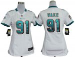 nike women nfl miami dolphins #91 wake white jerseys