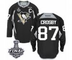 Men's Reebok Pittsburgh Penguins #87 Sidney Crosby Authentic Black Practice 2017 Stanley Cup Final NHL Jersey