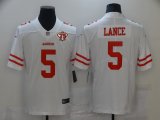 Football San Francisco 49ers Trey Lance white jerseys with 75th patch