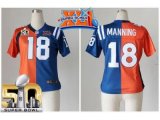 women nike denver broncos #18 peyton manning orange blue super bowl xli & super bowl 50 split colts jerseys