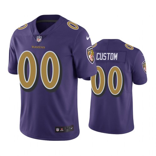 Baltimore Ravens #00 Men\'s Purple Custom Color Rush Limited Jersey