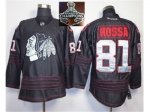 NHL Chicago Blackhawks #81 Marian Hossa Black Ice Silver Number