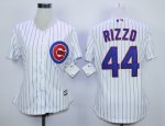 women mlb chicago cubs #44 anthony rizzo white majestic cool base jerseys [blue stripes]