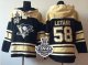 Men NHL Pittsburgh Penguins #58 Kris Letang Black Sawyer Hooded Sweatshirt 2017 Stanley Cup Final Patch Stitched NHL Jersey