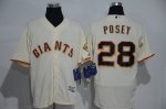 Men's mlb san francisco giants #28 buster posey majestic cream flexbase authentic collection jerseys