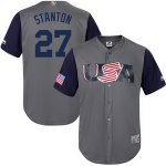 Men's USA Baseball #27 Giancarlo Stanton Majestic Gray 2017 World Baseball Classic Stitched Jersey