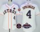 Men MLB Houston Astros #4 George Springer White 2017 World Series Champions And Houston Astros Strong Patch Flex Base Jersey