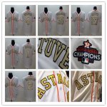 Baseball Houston Astros White 2017 World Series Champions special gold Cool Base Jersey