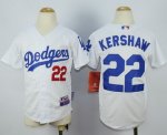 youth mlb los angeles dodgers #22 clayton kershaw white cool base jerseys