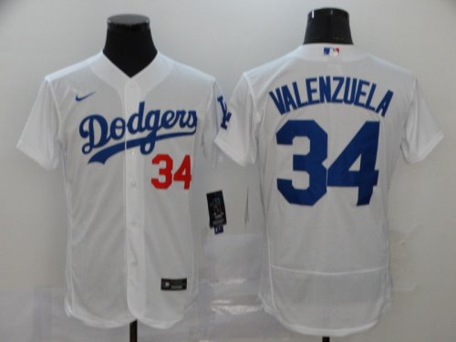 Men\'s Los Angeles Dodgers #34 Fernando Valenzuela White 2020 Stitched Baseball Jersey