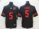 Football San Francisco 49ers Trey Lance black jerseys with 75th patch