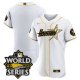 Custom Houston Astros World Series Stitched White Gold Special Flex Base Jersey