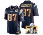 Super Bowl 50th nike nfl new england patriots #87 gronkowski blu