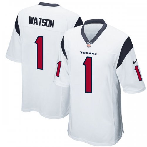 Men\'s NFL Houston Texans #1 Deshaun Watson Nike White 2017 Draft Pick Game Jersey