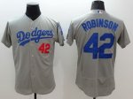 mlb los angeles dodgers #42 jackie robinson majestic grey flexbase authentic collection jerseys