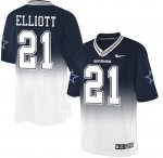 Men's Nike Dallas Cowboys #21 Ezekiel Elliott Navy Blue White Fadeaway Fashion Elite NFL Jerseys