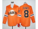 men's san francisco giants #8 hunter pence orange long sleeve stitched baseball jerseys