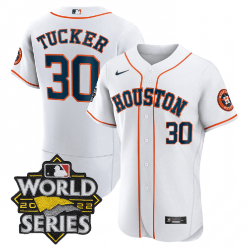 Men\'s Houston Astros #30 Kyle Tucker White Stitched World Series Flex Base Jersey
