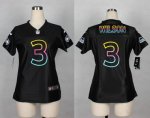 nike women nfl seattle seahawks #3 wilson fashion black jerseys