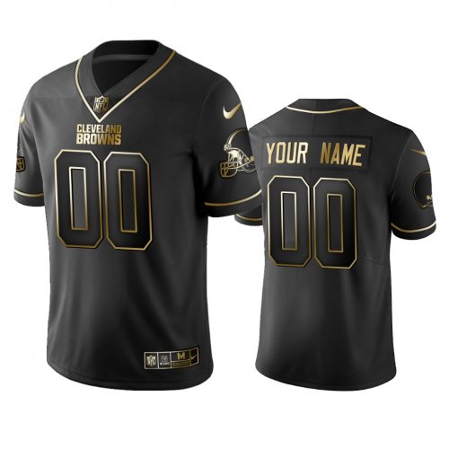 2019 Cleveland Browns Custom Black Golden Edition Vapor Untouchable Limited Jersey - Men\'s