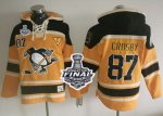 Men NHL Pittsburgh Penguins #87 Sidney Crosby Gold Sawyer Hooded Sweatshirt 2017 Stanley Cup Final Patch Stitched NHL Jersey