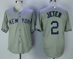 Men MLB New York Yankees #2 Derek Jeter Majestic Grey Cool Base Jerseys