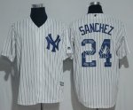 Men MLB New York Yankees #24 Gary Sanchez Majestic White 2017 Color Printing Cool Base Jersey