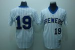 Baseball Jerseys milwaukee brewers yount #19 m&n white(blue stri