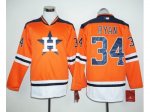 mlb houston astros #34 nolan ryan orange long sleeve stitched jerseys