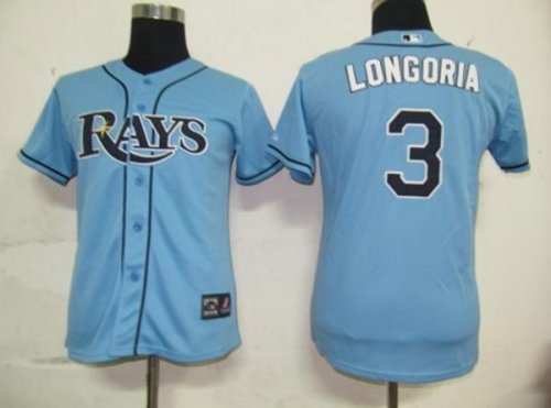 women Baseball Jerseys tampa bay rays #3 longoria blue