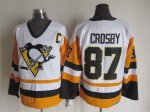 Men Pittsburgh Penguins #87 Sidney Crosby White Black CCM Throwback Stitched NHL Jersey