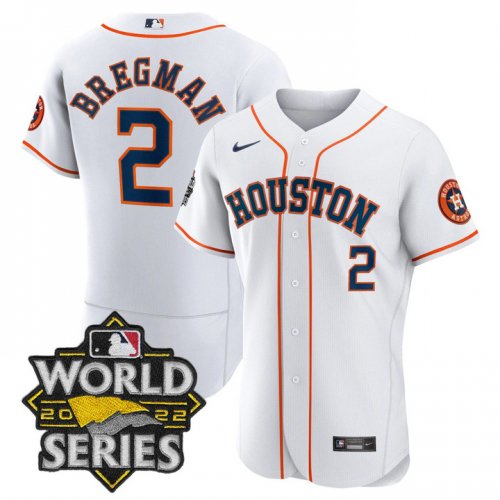 Men\'s Houston Astros #2 Alex Bregman White Stitched World Series Flex Base Jersey