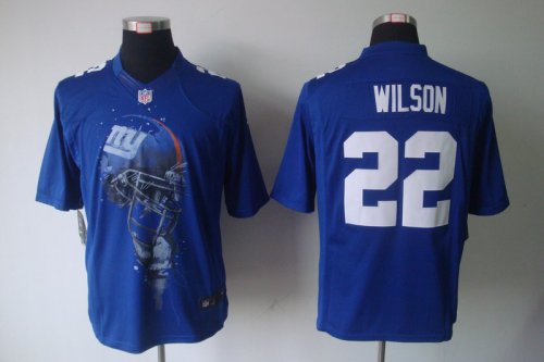 nike nfl new york giants #22 wilson blue jerseys [helmet tri-ble
