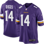 Youth Minnesota Vikings #14 Stefon Diggs Purple Nike NFL Game Jerseys