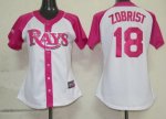 women mlb tampa bay rays #18 zobrist white and pink cheap jersey