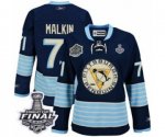 Women's Reebok Pittsburgh Penguins #71 Evgeni Malkin Authentic Navy Blue Third Vintage 2017 Stanley Cup Final NHL Jersey