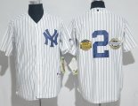 Men MLB New York Yankees #2 Derek Jeter White With 3000 Patch Stitched Jerseys