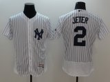 Men MLB New York Yankees #2 Derek Jeter White Flexbase Authentic Collection Stitched Jerseys