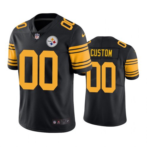 Pittsburgh Steelers #00 Men\'s Black Custom Color Rush Limited Jersey