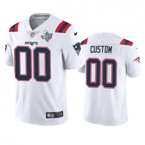 New England Patriots Custom White Super Bowl LI Patch Jersey - Men\'s