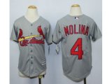 Youth St. Louis Cardinals #4 Yadier Molina Grey jerseys