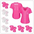 Women Milwaukee Brewers All Players Option Pink And White Fashion Stitched Baseball Jersey