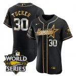 Men's Houston Astros #30 Kyle Tucker World Series Stitched Black Gold Special Flex Base Jersey