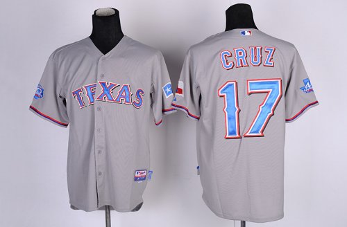 mlb texas rangers #17 cruz grey jerseys [cool base 40th annivers