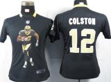 nike women nfl new orleans saints #12 colston black jerseys [por
